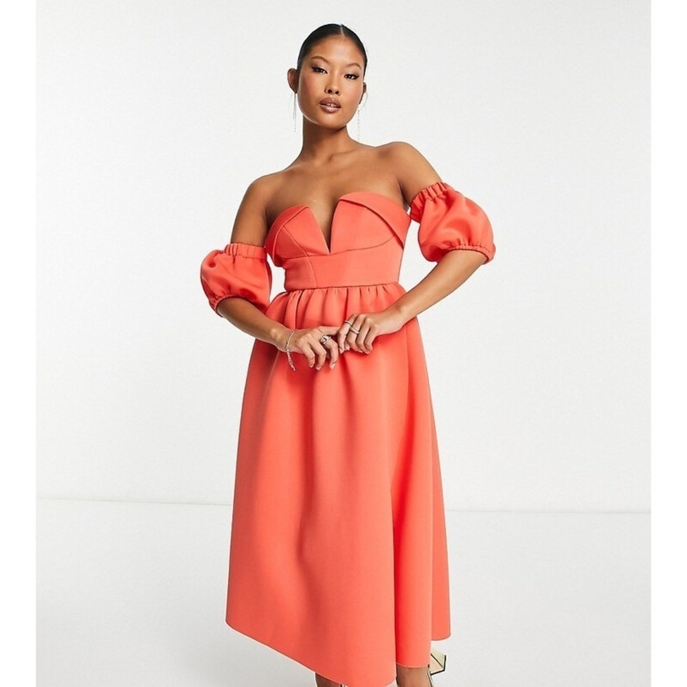 ASOS Midi Dress 4 Coral Princess Sweetheart Coquette Fairy Romantic Balletcore